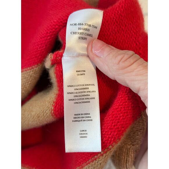Rails Women's Cherry Camel Stripe Harris Collared Sweater Size Large cashmere - Picture 11 of 12